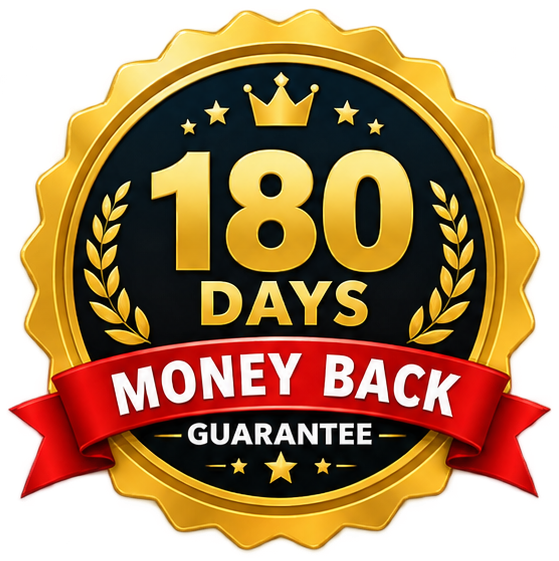 180-Day Money Back Guarantee Seal